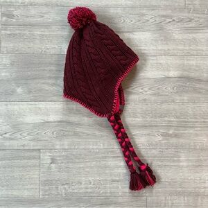 Mountain Hardware Fleece Lined Cable Knit Hat Maroon/Pink